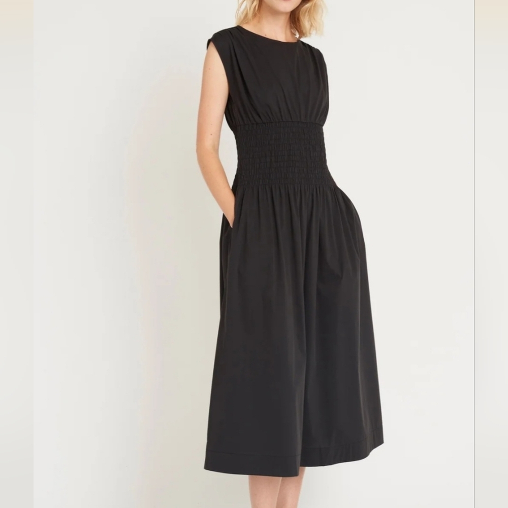 Luxely Willow Cotton Sleeveless Midi Dress Black Meterorite Size Small